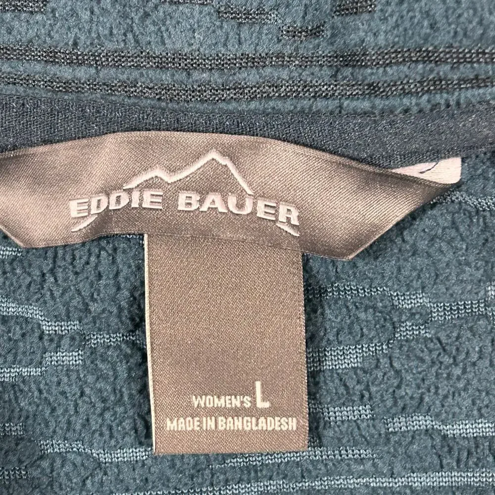 Eddie Bauer Women L Aztec Print 1/4 Zip Pullover Dark Teal Warm